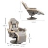 HOMCOM Reclining Gaming Chair, 360° Swivel Racing Video Gaming Manual Recliner with Footrest, Headrest and Cup Holder, PU Leather Armchair with Storage Pocket, Grey