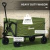Outsunny 120L Festival Trolley on Wheels, Folding & Compact Camping Trolley Cart with Adjustable Handle for Garden, Beach, Fishing, Green