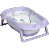 ZONEKIZ Foldable Baby Bath Tub Set, Collapsible Bathtub Antibacterial with Non-Slip Support, Cushion Pad, Shower Head Holder, for Newborn to Toddler Ages 0-6 Years - Purple