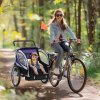 HOMCOM Child Bike Trailer, Baby Bicycle Trailer for 2 Kids with 5 Point Harness, Steel Frame, Reflectors, Safety Flag, Hitch Coupler, Purple