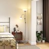 HOMCOM Modern Floor Lamp, Uplighter 2-Light Tall Standing Lamp with Adjustable Heads,  for Living Room, Bedroom, Office