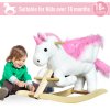 HOMCOM Kids Rocking Horse Unicorn Wooden Plush Ride On Chair Toy with Music 1.5-3 Years