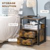 HOMCOM Industrial Side Table with Drawer, Sofa Table, Bedside Cabinet with Storage Shelf, Slim Nightstand for Living Room, Bedroom