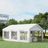 Outsunny 6m x 4m Marquee Party Tent, Heavy Duty Wedding Canopy with Sidewalls, Doors, Windows, Galvanised Garden Gazebo for Parties Events, White