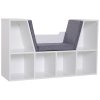 HOMCOM Bookcase Storage Shelf with Cushioned Reading Seat, Cube Bookshelf Organizer for Bedroom Living Room