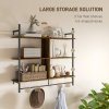 HOMCOM Floating Shelves, 104CM Wall Mounted Ladder Shelf with 4 Hooks, Rustic Hanging Display Shelf for Living Room, Entryway, Kitchen, Rustic Brown