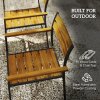 Outsunny 7 Piece Garden Dining Set, Fir Wood Garden Furniture Set with Rectangle Table and 6 Stackable Chairs, Umbrella Hole, Slatted Top and Steel Frame, for Patio Balcony Porch, Brown