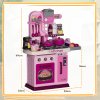 AIYAPLAY Kids Kitchen, Toy Kitchen, Toddler Pretend Play Kitchen with 33-Piece Accessories, Lights, Sounds, for Ages 3-6 Years, Pink