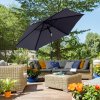 Outsunny 2.6M Garden Parasol Umbrella with Tilt and Crank, Outdoor Sun Parasol Sunshade Shelter with Aluminium Frame, Grey