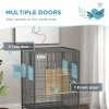 PawHut Bird Cage, Budgie Cage, Parrot Cage, with Rolling Stand, Stainless Steel Bowls, Swings, Removable Tray for Small Parrot, Budgie, Lovebird - Grey