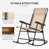 Outsunny Garden Rocking Chair Folding Outdoor Adjustable Rocker Zero-Gravity Seat with Headrest Camping Fishing Patio Deck, 95 x 64 x 106 cm - Beige
