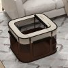 PawHut Dog Pen, Pet Playpen, Portable Foldable Dog Cat Playpen Soft Pet Cage with Storage Bag for Puppies, Rabbits, Kittens, Guinea Pigs, 74 x 60 x 45cm - Brown