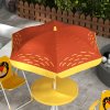 Outsunny Kids Bistro Set Children Table and Chair Set Garden Furniture Lion Themed 4 Pieces w/ Adjustable Parasol, Foldable Chairs for 2-5 Years - Yellow