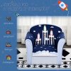 HOMCOM Children's Armchair Flannel Kids Sofa Tub Chair Cartoon Rocket Pattern Wooden Frame Bedroom Playroom Seater Blue