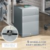 Vinsetto 3-Drawer Mobile Filing Cabinet, Steel Lockable File Cabinet for A4, Legal, Letter, Compact Under Desk Storage Unit with Pre-Assembled Body Except Wheels for Home Office, 39 x 48 x 59cm, Grey