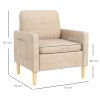 HOMCOM One Seater Sofa for Living Room, Modern Fabric Armchair with Wood Legs and 2 Pockets, Accent Chair for Bedroom and Home Office