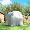 Outsunny 1.8 x 1.8 x 2m Polytunnel Greenhouse with Doors and Mesh Windows, Walk-in Grow House Tent with UV-resistant PE Cover and Steel Frame, White