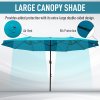 Outsunny 4.6m Garden Parasol Double-Sided Sun Umbrella Patio Market Canopy Shade Outdoor Blue - NO BASE