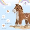 HOMCOM Kids Plush Rocking Horse w/ Sound Moving Mouth Wagging Tail Children Rocker Ride On Toy Gift 3-6 Years Brown