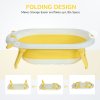 HOMCOM Foldable Baby Bathtub Set, Collapsible Bath Tub with Thermostatic Water Plug, Non-Slip Support, Cushion Pad, Drain Plugs, for Newborn to 3 Years - Yellow