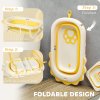 AIYAPLAY Portable Baby Bathtub Set, Foldable Baby Bath Tub with Support Cushion Pad, Wash Basin, Non-Slip Stand and Bottom, for Infants, Yellow