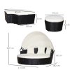Outsunny PE Rattan Lounge Set, 5 Pieces Patio Conversation Furniture Set, Garden Round Sofa Bed with Cushion and Retractable Canopy, Black