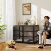 PawHut Dog Crate Furniture, Dog Cage Side End Table Indoor with Anti-Chew Resistant Mesh, Anti-Escape Door, for Extra Large Dogs, 118 x 80 x 92 cm, Walnut Brown