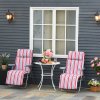 Outsunny Reclining Garden Chair Set of 2, 5-Level Adjustable Zero Gravity Chairs with Cushions, Folding Sun Lounger Garden Recliner Chairs with Armrests for Outdoor, Patio, Red Stripe