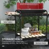 Outsunny Charcoal Barbecue Grill with Adjustable Grill Height, Portable BBQ Trolley with Ash Catcher and Wheels for Outdoor Garden Party Cooking, Red