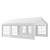 Outsunny 6m x 4m Marquee Party Tent, Heavy Duty Wedding Canopy with Sidewalls, Doors, Windows, Galvanised Garden Gazebo for Parties Events, White