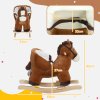AIYAPLAY Kids Rocking Horse, Plush Ride on Horse, with Sound, Wood Base, Seat Safety Belt, for Ages 18-36 Months, Brown