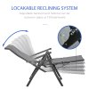 Outdoor Reclining Garden Chair Set of 2, 10-Position Adjustable Folding Sun Lounger Zero Gravity Chairs with Texteline Seat, Armrests and Footrest for Patio, Grey