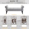 HOMCOM Bed End Bench, Window Seat, Linen Chaise Lounge Sofa with Arm and Wooden Legs for Bedroom, Living Room, Grey