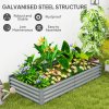 Outsunny Galvanised Raised Garden Bed, 180 x 90 x 30cm Raised Bed with Reinforcing Bars, Outdoor Raised Planter with Open Bottom for Vegetables, Flowers, Herbs, Silver