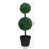 Outsunny Set of 2 Artificial Boxwood Ball Topiary Trees Potted Decorative Plant Indoor D??cor (67cm)