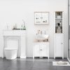 kleankin Under Sink Cabinet, Bathroom Sink Cabinet with 2 Doors, Pedestal Under Sink Design, Freestanding Bathroom Cupboard with Adjustable Shelf