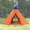 Outsunny 6 Men Tipi Tent, Camping Tent with Mesh Windows, Sewn-in Floor, Two Doors and Carry Bag, Easy Set Up, for Hiking Picnics Outdoor Night, Orange