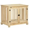 PawHut Wooden Dog Crate End Table w/ Double Doors, Furniture Style Dog Crate for Medium Dogs, Indoor Use w/ Soft Washable Cushion
