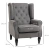 HOMCOM Retro Accent Chair, Linen Wingback Armchair with Wood Frame Button Tufted Design for Living Room Bedroom
