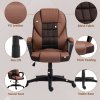 HOMCOM Executive Office Chair, PU Leather High Back Desk Chair, Swivel Computer Chair with Adjustable Height and Tilt Function, Brown