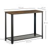 HOMCOM Industrial Console Table Entryway Table w/Bottom Mesh Shelf Metal Frame Vintage Sofa Table for Hallway, Living Room, Rustic Brown