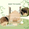 PawHut Wooden Duck House, Raised Poultry Coop with Double Doors, Openable Roof, Ventilation Holes, Removable Base, Natural Wood Finish