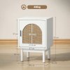 HOMCOM Rattan Bedside Table, Boho Bedside Cabinet with Adjustable Shelf and Solid Wood Legs, Side Table for Living Room, Bedroom, White