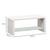 HOMCOM High Gloss Coffee Table with Storage, Two-Tier Living Room Table with Glass Shelf, Modern Centre Table for Home Office, 100 x 45 x 45cm, High Gloss White