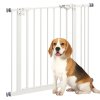 PawHut Dog Gate Stair Gate Pressure Fit Pets Barrier Auto Close for Doorway Hallway, 74-87cm Wide Adjustable, White