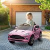 AIYAPLAY Aston Martin DBX Licensed 12V Kids Ride on Car, Kids Electric Car with Remote Control, 4 Suspension Wheels, LED Lights, Music, Horn, Slow Start, for Ages 3-6 Years, Pink
