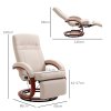 HOMCOM Swivel Recliner Chair with Footstool and Wood Base, Manual Reclining Chair for Living Room, Bedroom, Beige