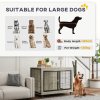 PawHut Dog Crate Furniture on Wheels, Dog Cage End Side Table with Lockable Double Doors, for Large Breeds, 100 x 60 x 73.5cm, Grey
