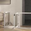 PawHut Freestanding Pet Gate, 8 Panels Dog Playpen, Foldable Dog Barrier with 2 Pcs Support Feet, for House, Doorway, Stairs, Small and Medium Dogs - White