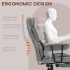 HOMCOM Office Chair, Ergonomic Desk Chair with Foot Rest, Lumbar Support, Reclining Function and Wide Seat, Height-Adjustable High Back Swivel Rolling for Home Office, Support up to 180 kg, Grey